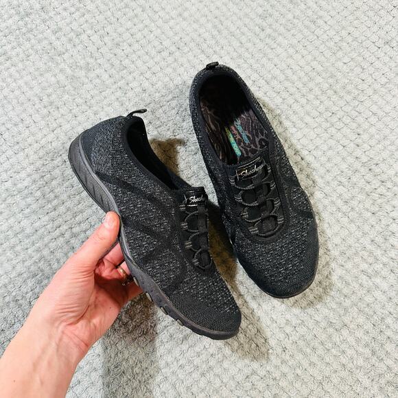 Vintage y2k Skechers Black Low Training Track Sneakers 9.5 Laceup Cheer Comfort - Picture 1 of 6